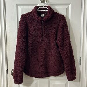 Gap Teddy Bear Sherpa Gorp Core women’s cozy warm extra small wine colour